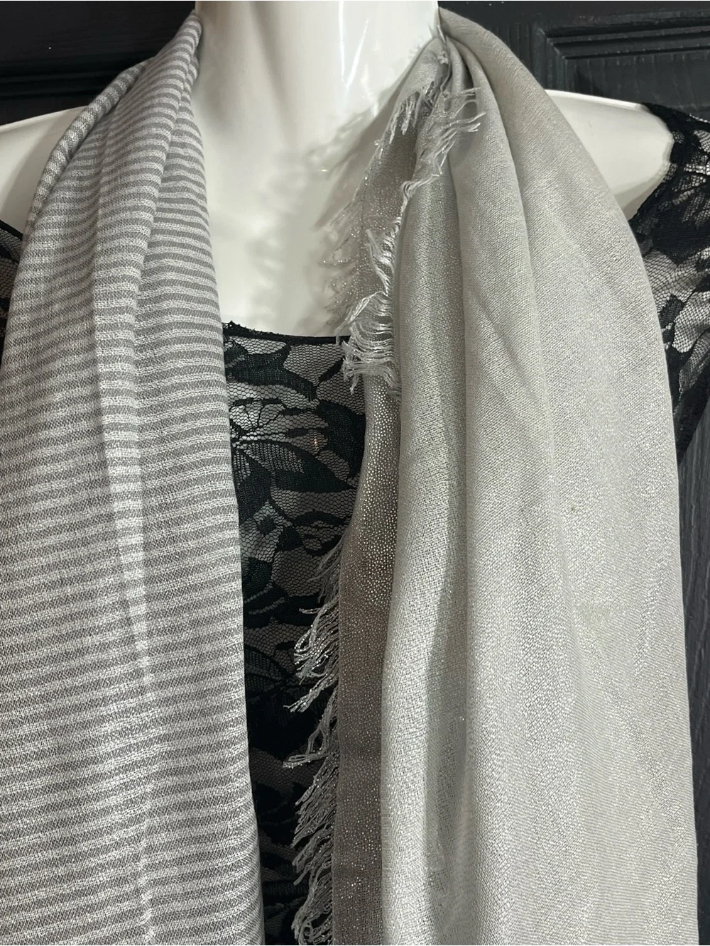 Light Gray Women's Fringe Scarf - Brand Unspecified